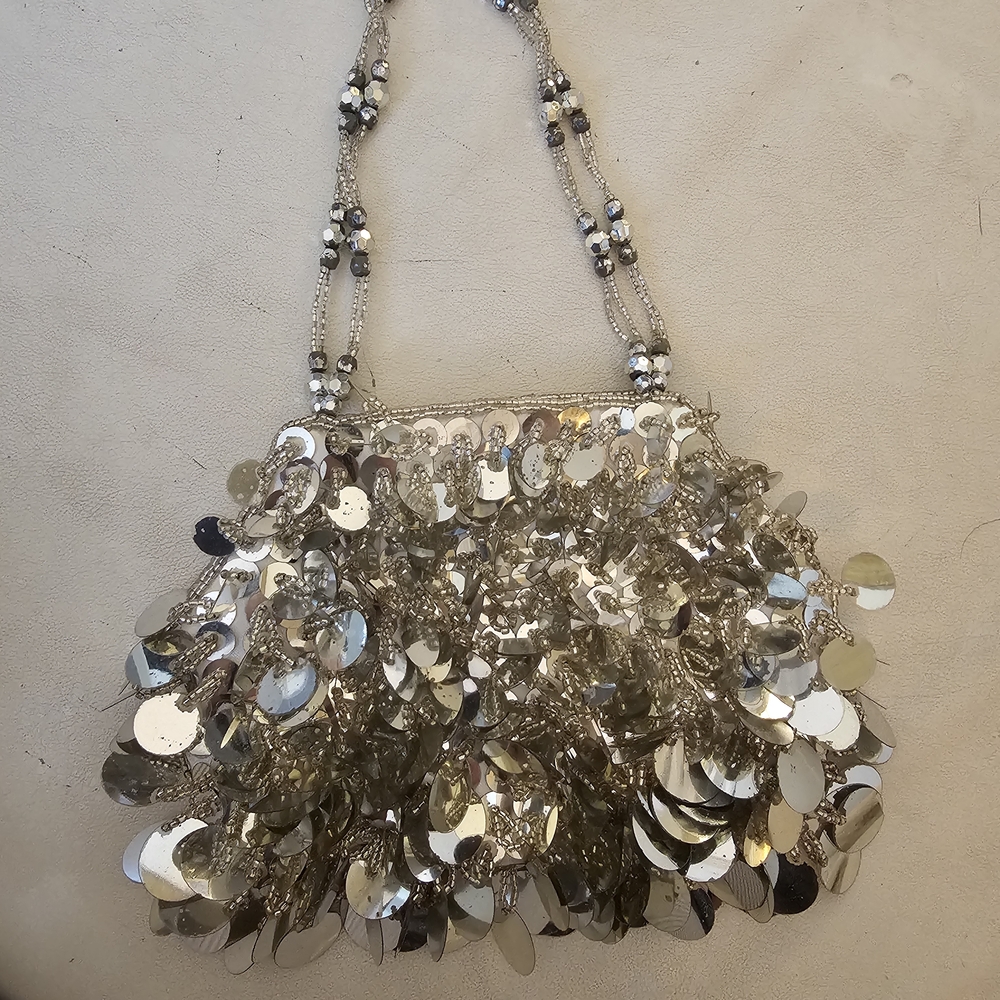 Silver Sequin Evening Bag